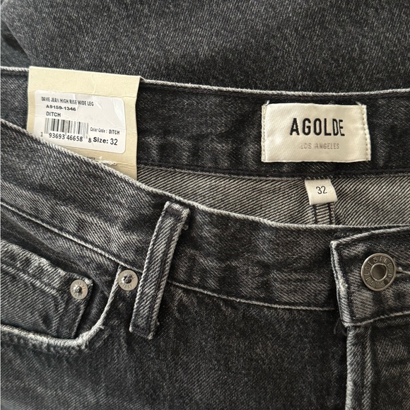 ANTHROPOLOGIE AGOLDE Dame High Rise Cuffed Wide Leg Jeans Carbon Size 32 NEW - Picture 9 of 15